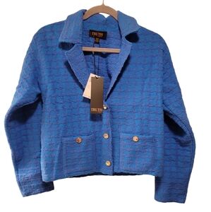 Truth by Republic, NWT, Blazer, Blue Combo, Button Up, Stretch, Women's sz M/M,